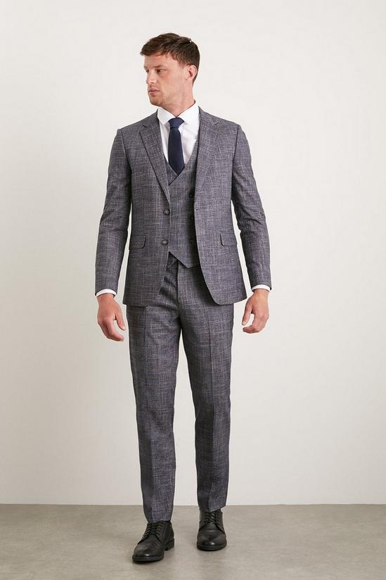 Burton Slim Fit Navy Textured Pow Check Suit Trousers 1