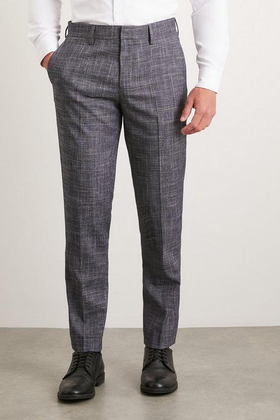 Burton Slim Fit Navy Textured Pow Check Suit Trousers 2