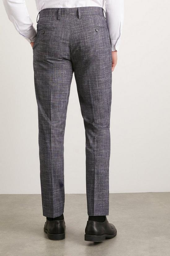 Burton Slim Fit Navy Textured Pow Check Suit Trousers 3