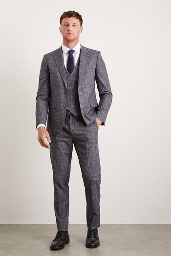 Related Product Slim Fit Navy Textured Pow Check Suit Jacket