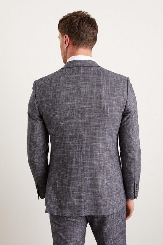 Burton Slim Fit Navy Textured Pow Check Suit Jacket 3