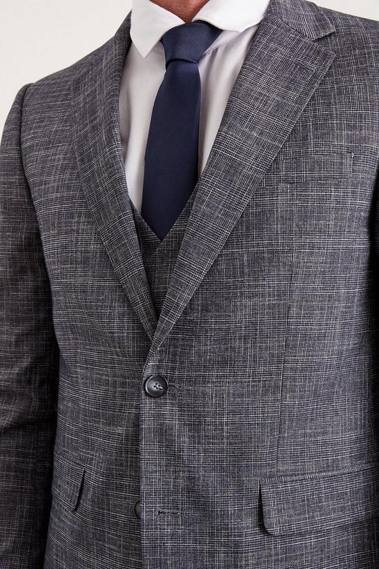 Burton Slim Fit Navy Textured Pow Check Suit Jacket 4