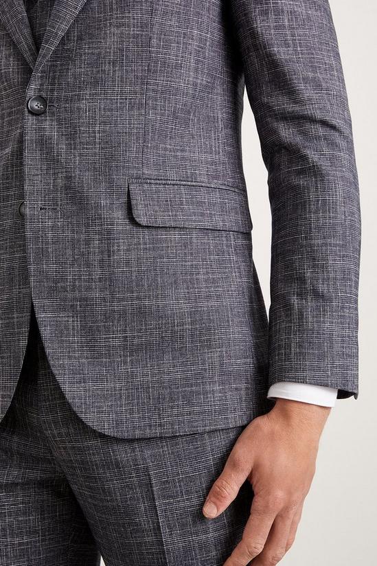 Burton Slim Fit Navy Textured Pow Check Suit Jacket 5