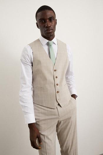 Related Product Slim Fit Stone Pow Check Waistcoat