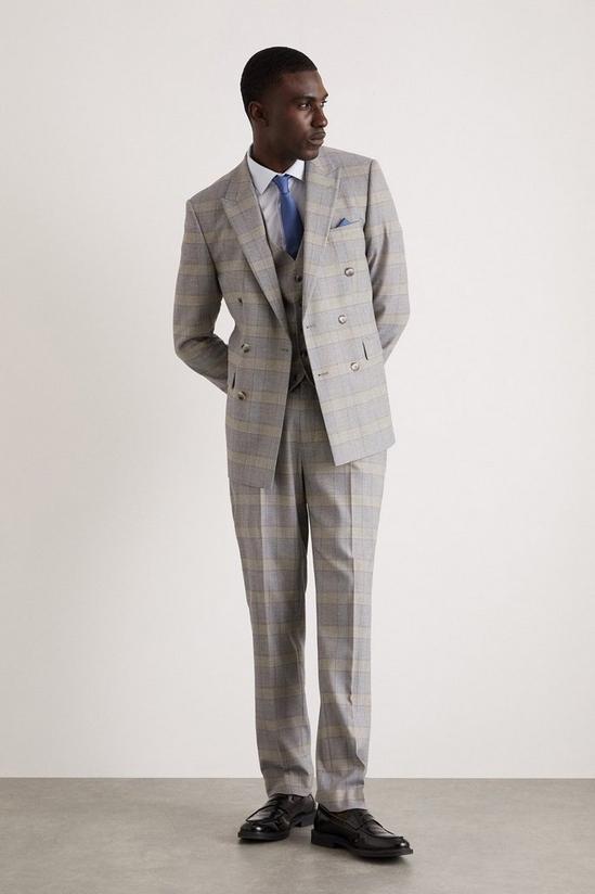 Burton Slim Fit Grey Highlight Check Suit Trousers 1