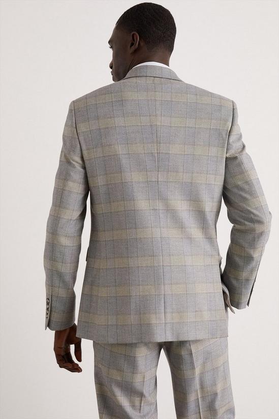 Burton Slim Fit Double Breasted Grey Highlight Check Suit Jacket 3