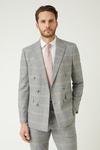 Burton Slim Fit Double Breasted Grey Highlight Check Suit Jacket thumbnail 5