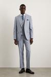 Burton Slim Fit Light Blue Puppytooth Suit Trousers thumbnail 1