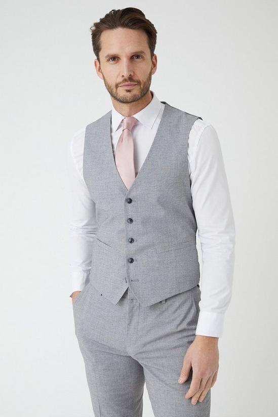 Burton Slim Fit Light Grey Textured Waistcoat 1