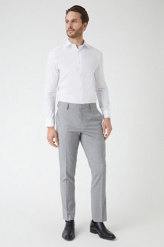 Burton Slim Fit Light Grey Textured Suit Trousers 1