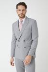 Burton Slim Fit Double Breasted Light Grey Textured Suit Jacket thumbnail 1