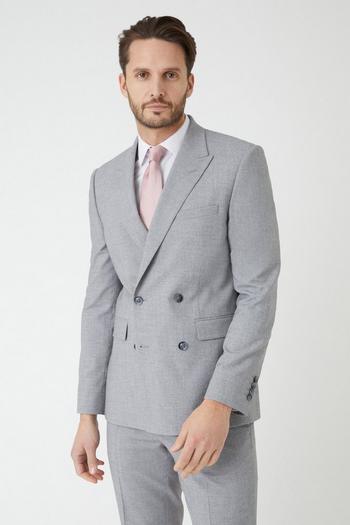 Related Product Slim Fit Double Breasted Light Grey Textured Suit Jacket