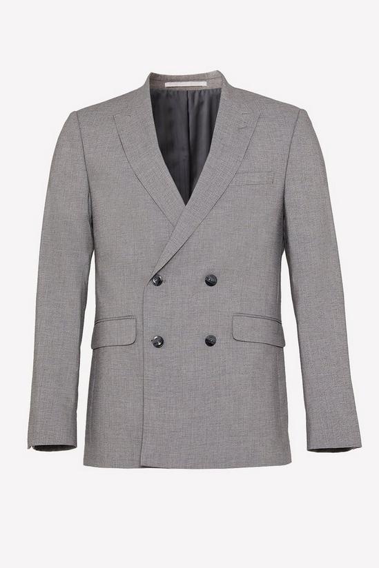 Burton Slim Fit Double Breasted Light Grey Textured Suit Jacket 2