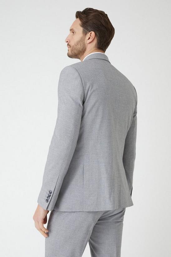 Burton Slim Fit Double Breasted Light Grey Textured Suit Jacket 3