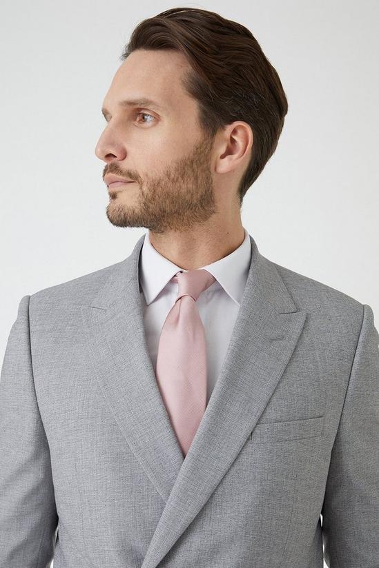 Burton Slim Fit Double Breasted Light Grey Textured Suit Jacket 4