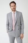 Burton Slim Fit Double Breasted Light Grey Textured Suit Jacket thumbnail 5