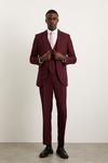Burton Slim Fit Burgundy Suit Jacket thumbnail 1