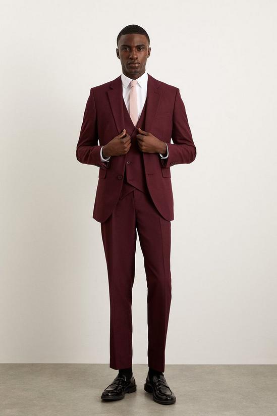 Burton Slim Fit Burgundy Suit Jacket 1