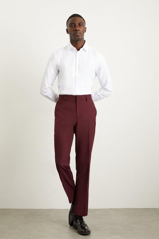Burton Skinny Fit Burgundy Suit Trousers 1