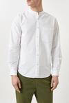 Burton White Grandad Collar Long Sleeve Oxford Shirt thumbnail 1