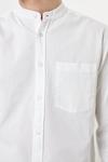 Burton White Grandad Collar Long Sleeve Oxford Shirt thumbnail 2