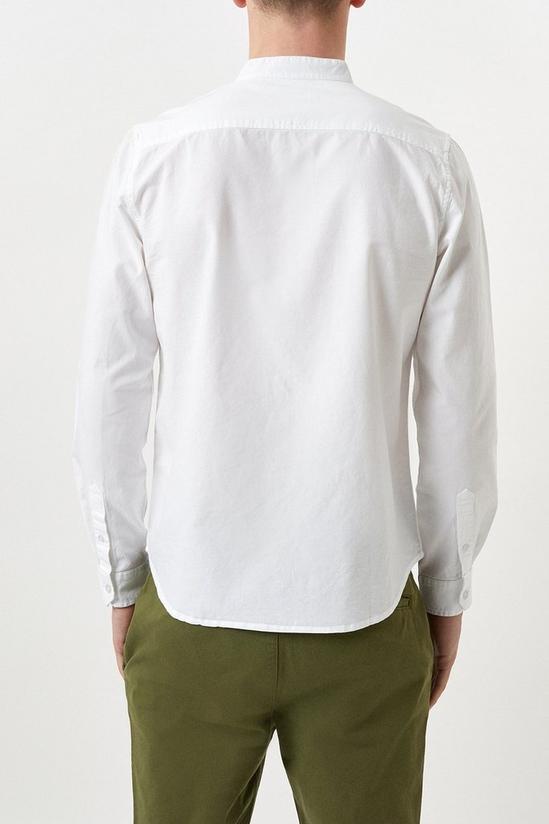 Burton White Grandad Collar Long Sleeve Oxford Shirt 3