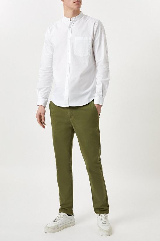 Burton White Grandad Collar Long Sleeve Oxford Shirt 4