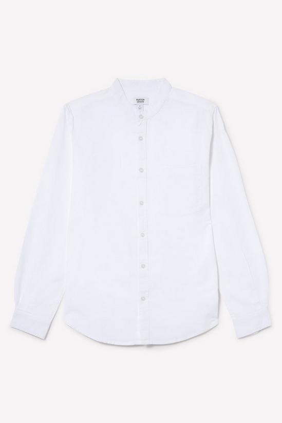 Burton White Grandad Collar Long Sleeve Oxford Shirt 5