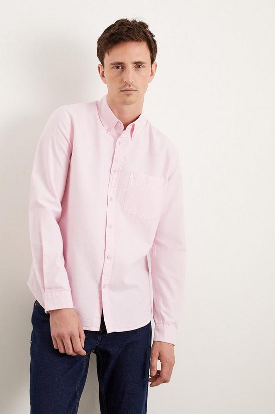 Burton Pink Long Sleeve Pocket Oxford Shirt 1
