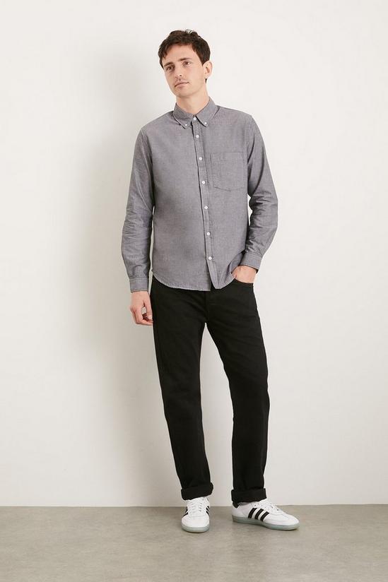 Burton Charcoal Long Sleeve Pocket Oxford Shirt 2