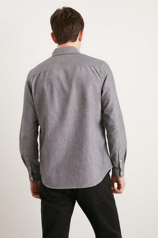 Burton Charcoal Long Sleeve Pocket Oxford Shirt 3