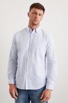 Burton White And Blue Long Sleeve Pocket Oxford Shirt thumbnail 1