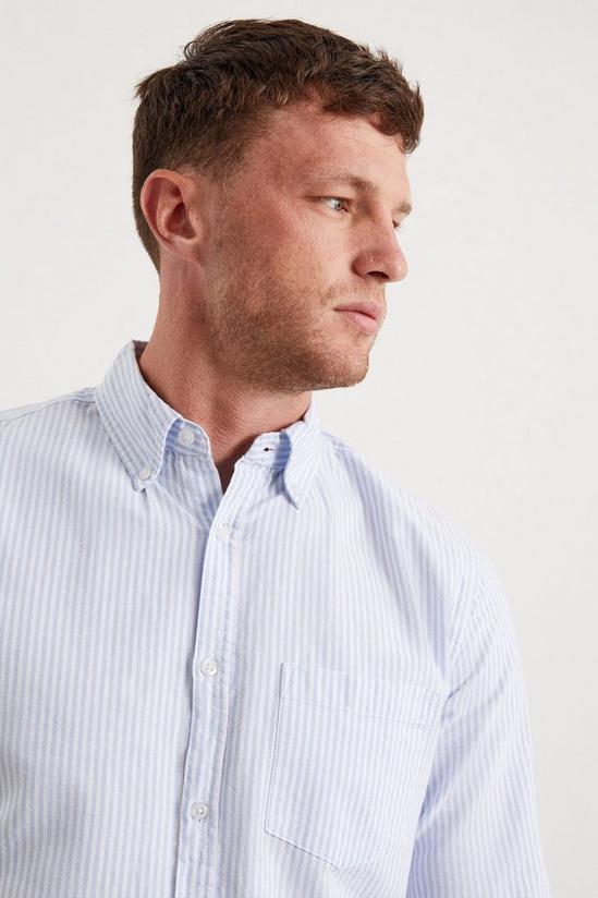 Burton White And Blue Long Sleeve Pocket Oxford Shirt 2