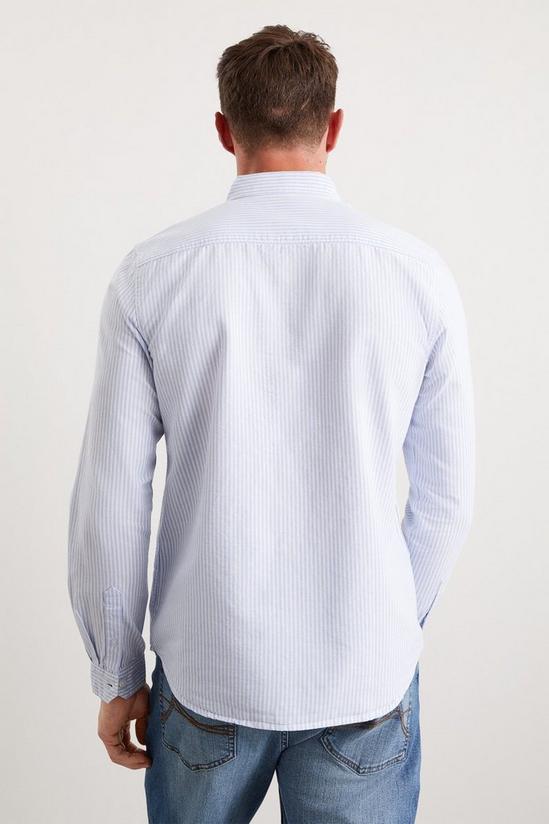 Burton White And Blue Long Sleeve Pocket Oxford Shirt 3