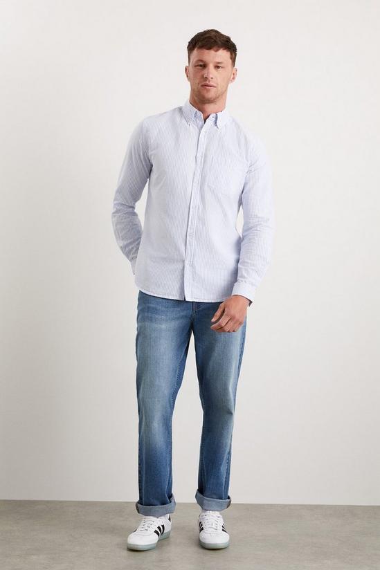 Burton White And Blue Long Sleeve Pocket Oxford Shirt 5