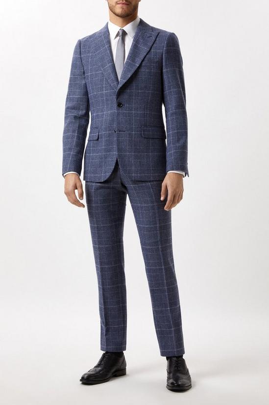Burton Slim Fit Grey Check Tweed Suit Jacket 1
