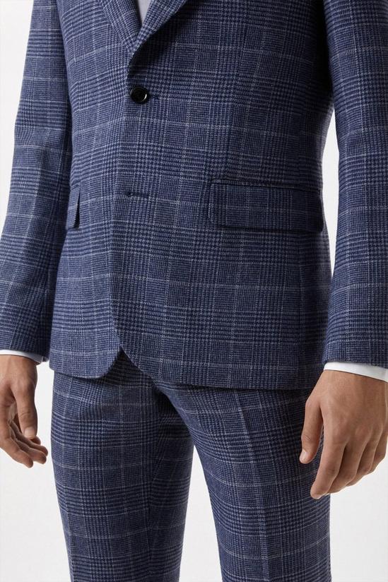 Burton Slim Fit Grey Check Tweed Suit Jacket 4