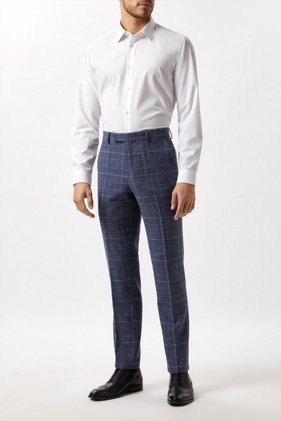 Burton Slim Fit Grey Check Tweed Suit Trousers 1