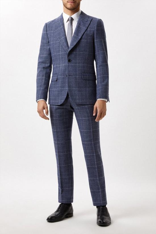 Burton Slim Fit Grey Check Tweed Suit Trousers 2