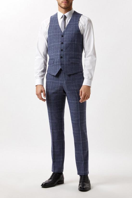 Burton Slim Fit Grey Check Tweed Suit Waistcoat 1