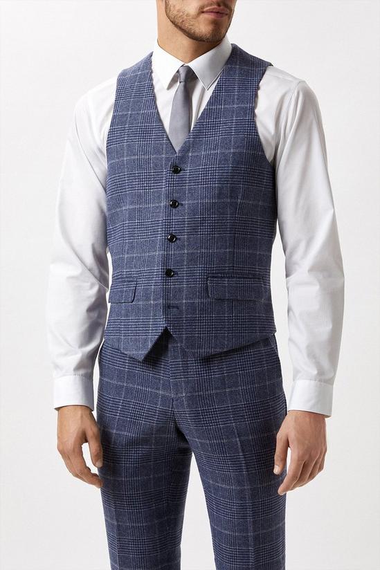 Burton Slim Fit Grey Check Tweed Suit Waistcoat 2