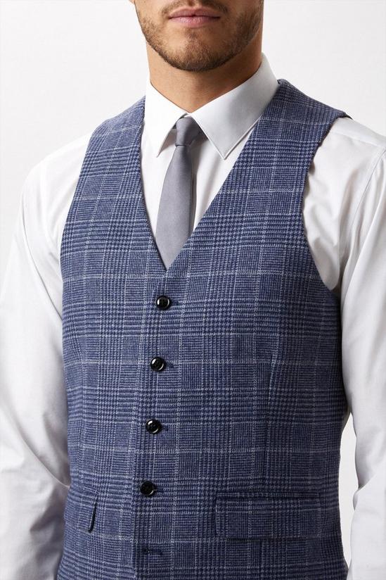Burton Slim Fit Grey Check Tweed Suit Waistcoat 4