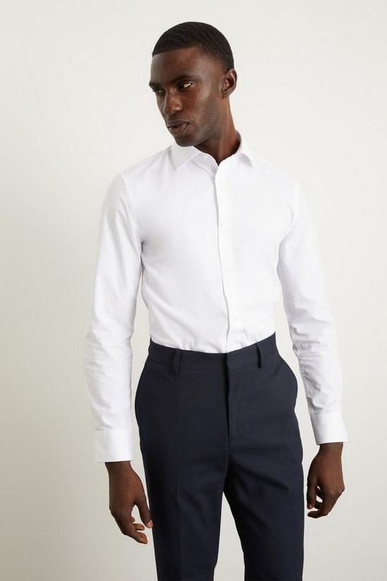 Burton White Skinny Fit Long Sleeve Easy Iron Shirt 2
