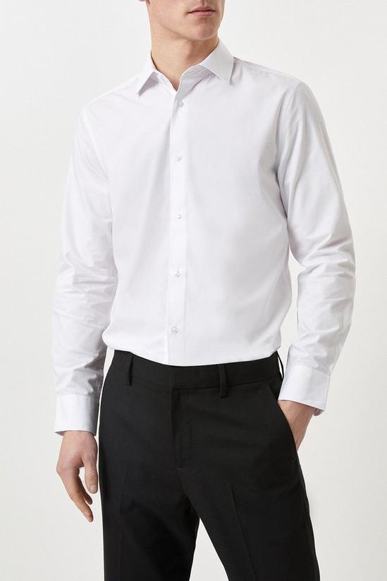 Burton White Tailored Fit Long Sleeve Easy Iron Shirt 1