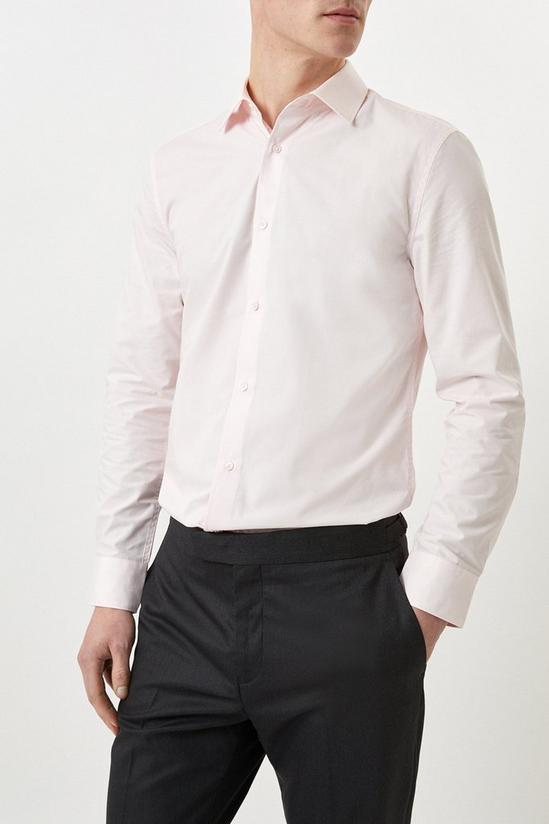 Burton Pink Slim Fit Long Sleeve Easy Iron Shirt 1