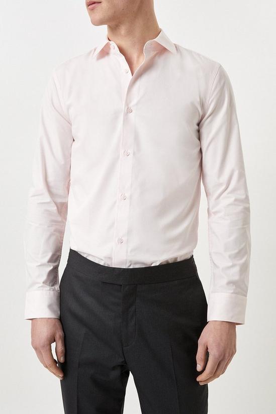 Burton Pink Skinny Fit Long Sleeve Easy Iron Shirt 1