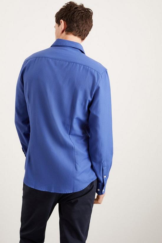 Burton Blue Long Sleeve Slim Basket Weave Smart Shirt 3