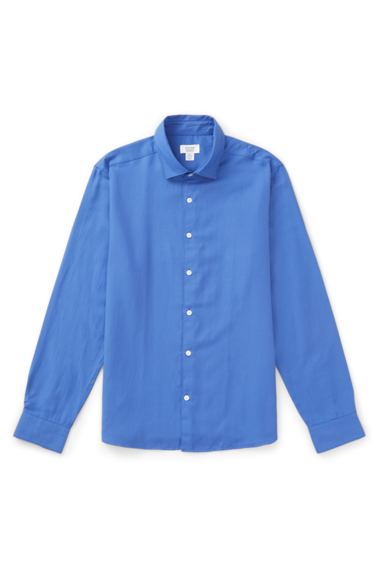 Burton Blue Long Sleeve Slim Basket Weave Smart Shirt 4