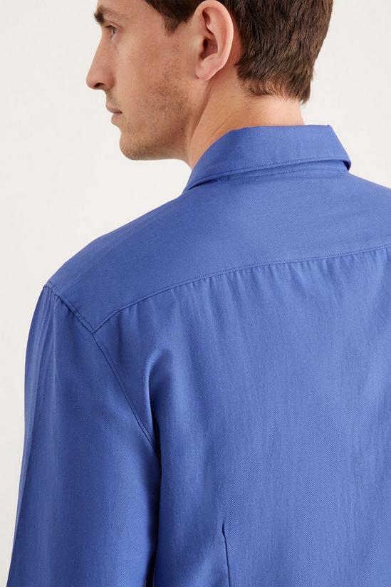 Burton Blue Long Sleeve Slim Basket Weave Smart Shirt 5