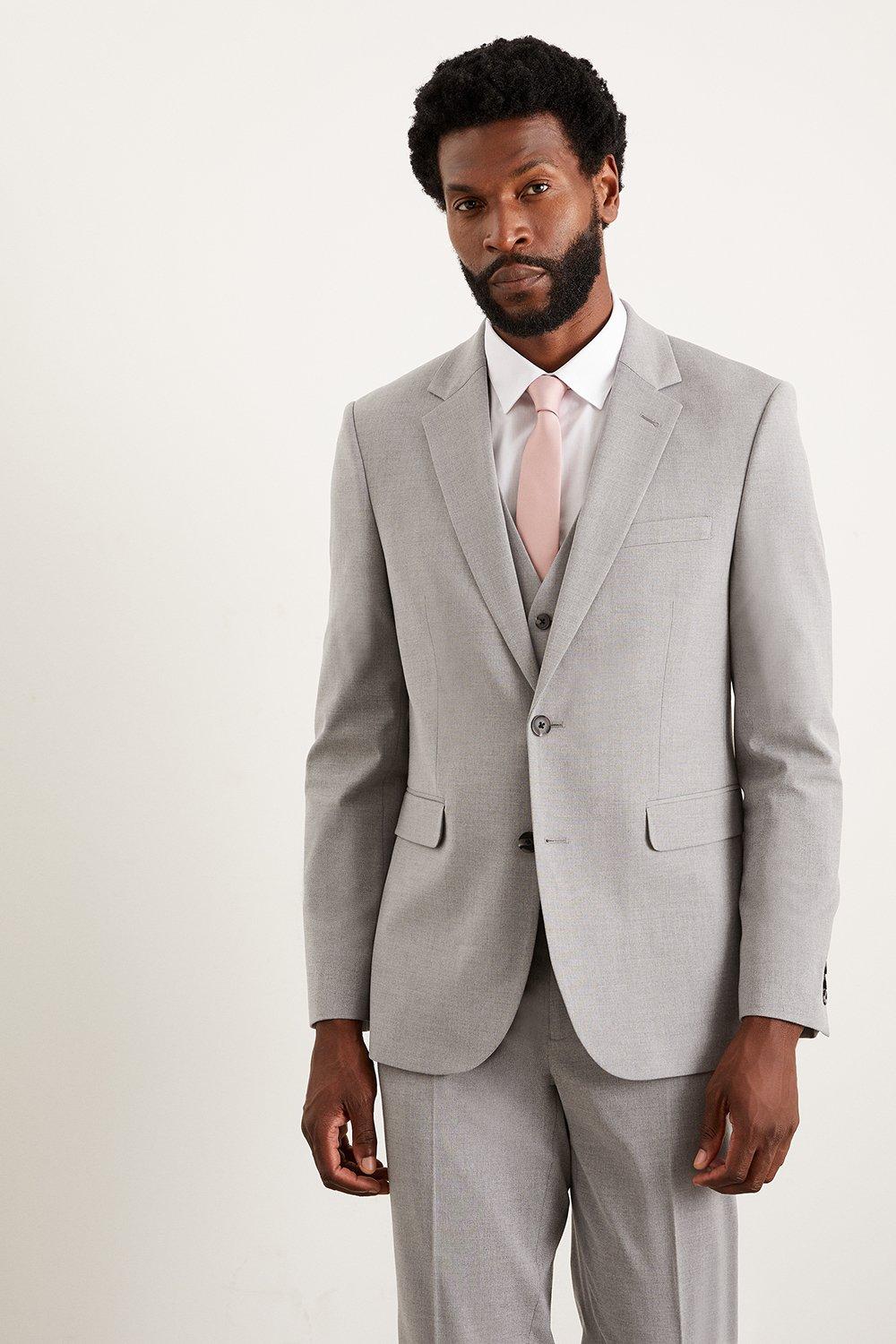 Mens Slim Fit Light Grey Essential Suit Jacket product